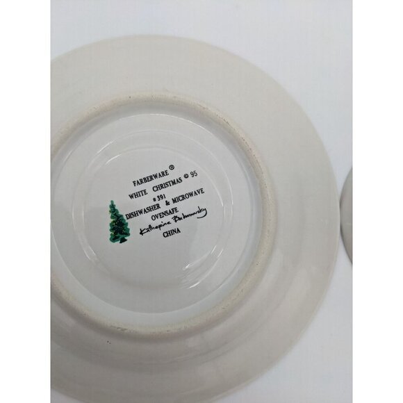 vintage Farberware White Christmas Snow Teacup And Saucer Coffee Mug set of 2 - Picture 7 of 9